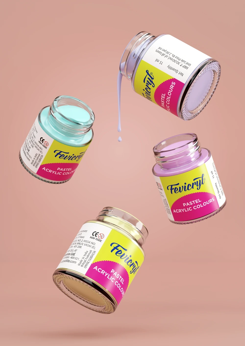 Fevicryl acrylic pastel colours product rendering
